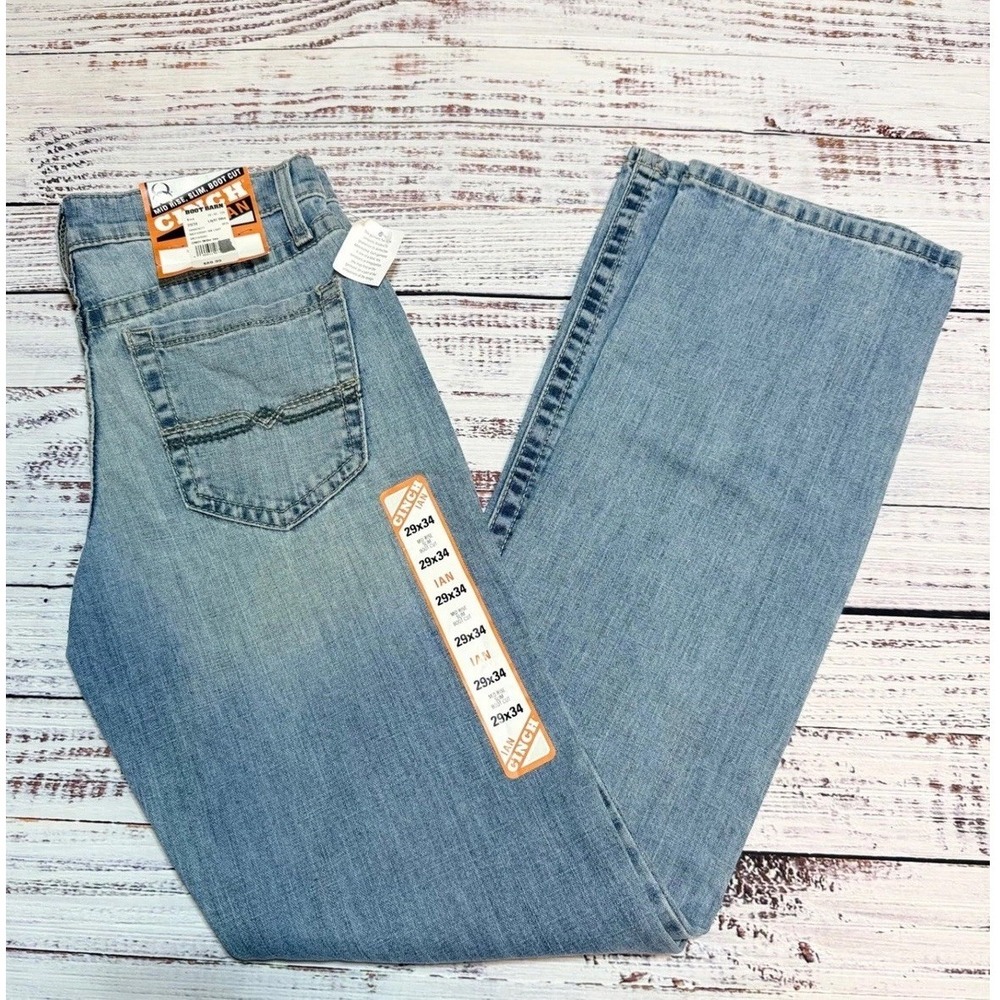Cinch Ian Jeans 29x34 Slim Boot Cut nwt Light Wash Cotton Blend Denim